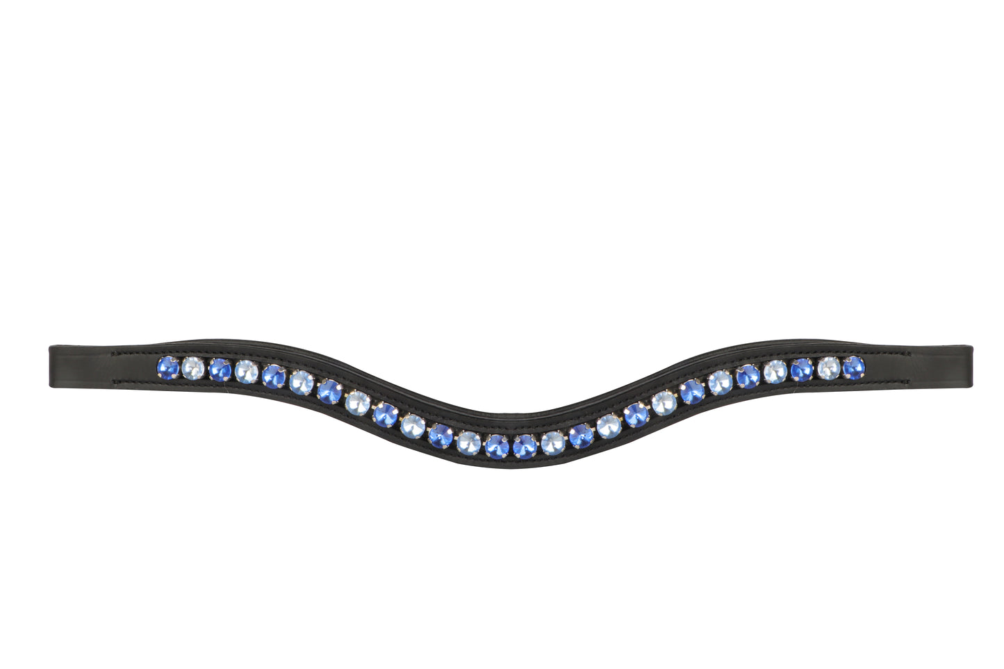 Single Row Blue Crystal Leather Horse Browband
