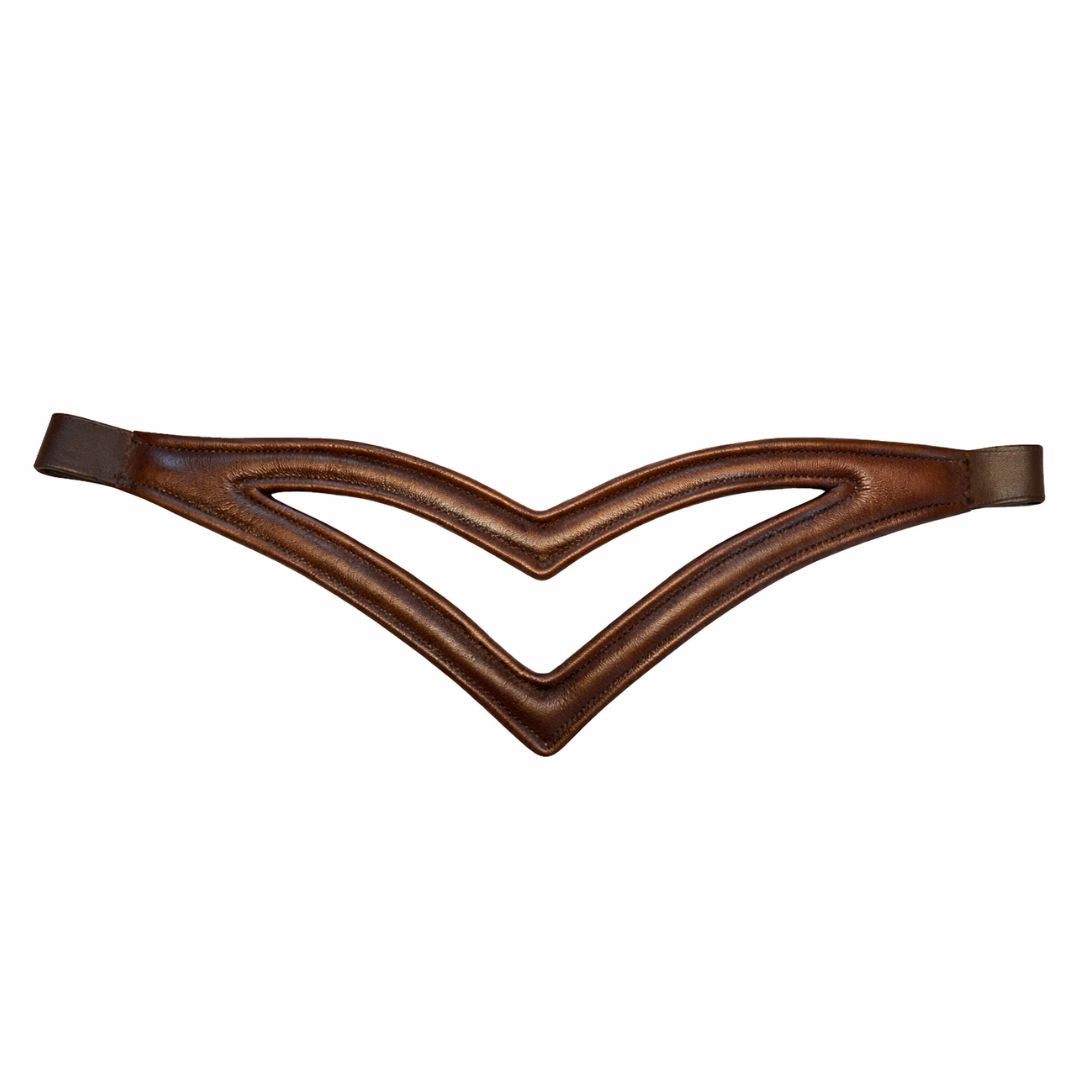 SIE Double V Padded Genuine Leather Horse Browband with 8 mm Channel English Bridle Accessory