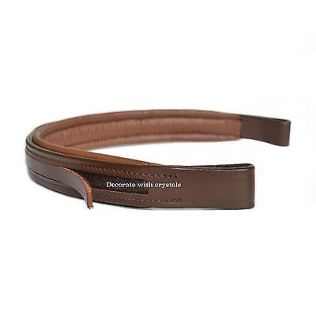 Lot of 8 Empty Channel Brown Leather Browbands for Bridles, Full - 8mm
