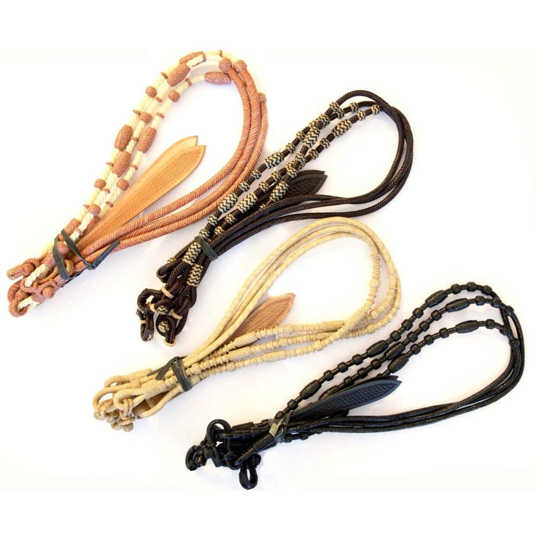 Set of 4 Braided Raw Hide Romel Reins
