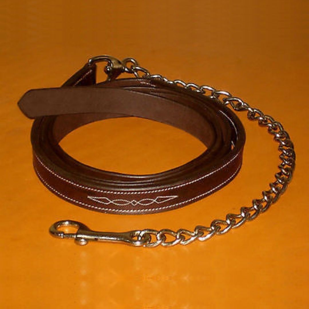 Qty.4 Fancy Stitch Harness Leather Horse Halter Lead with Chain SIE EQUESTRIAN