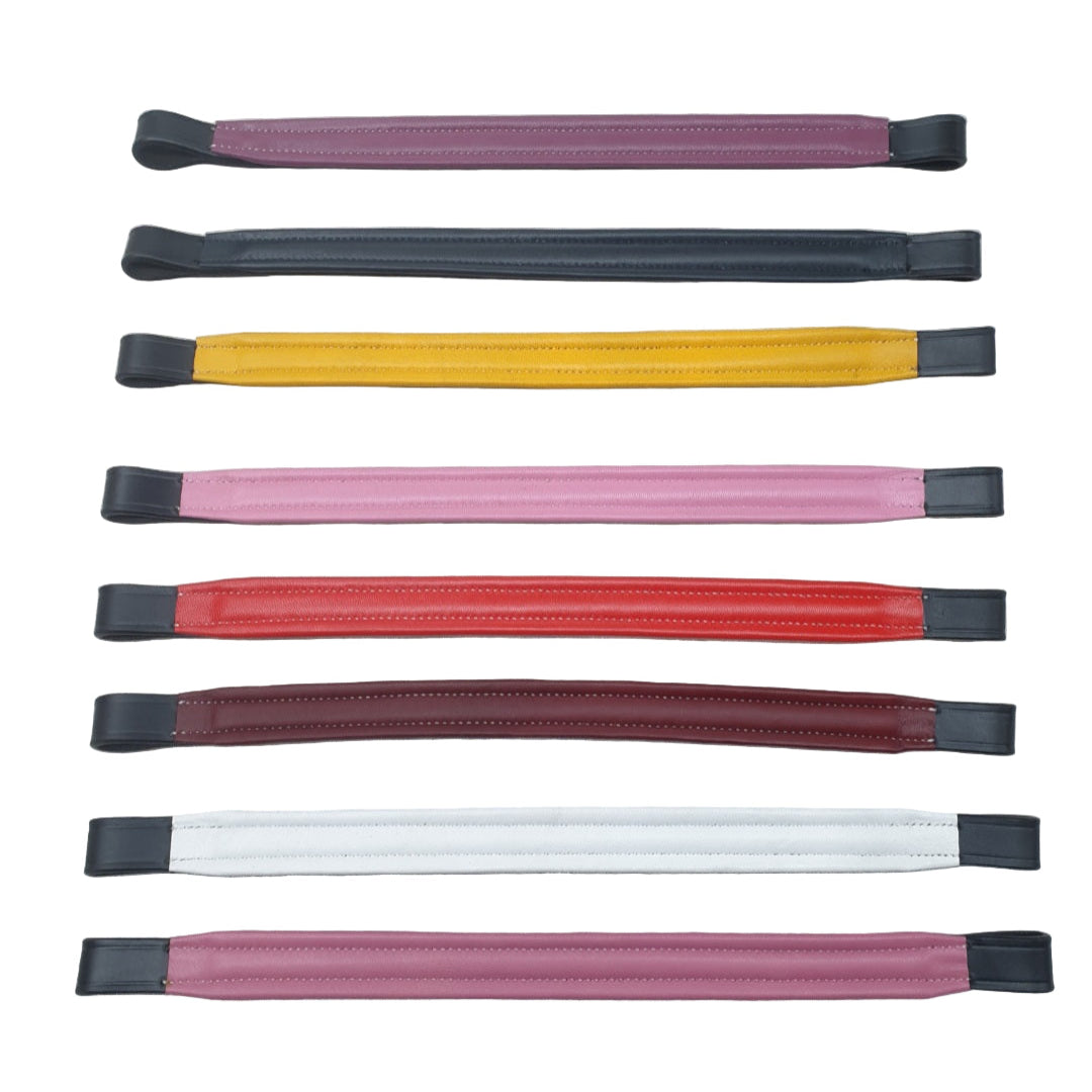SIE (Lot of 8) COLORED LEATHER PADDED Empty Channel Leather Browbands- 8mm