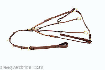 SIE Leather Running Martingale with breastplate - all size and colors in brass