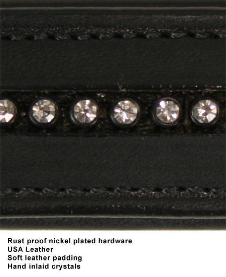 Crystal Padded Dog Collar USA Leather