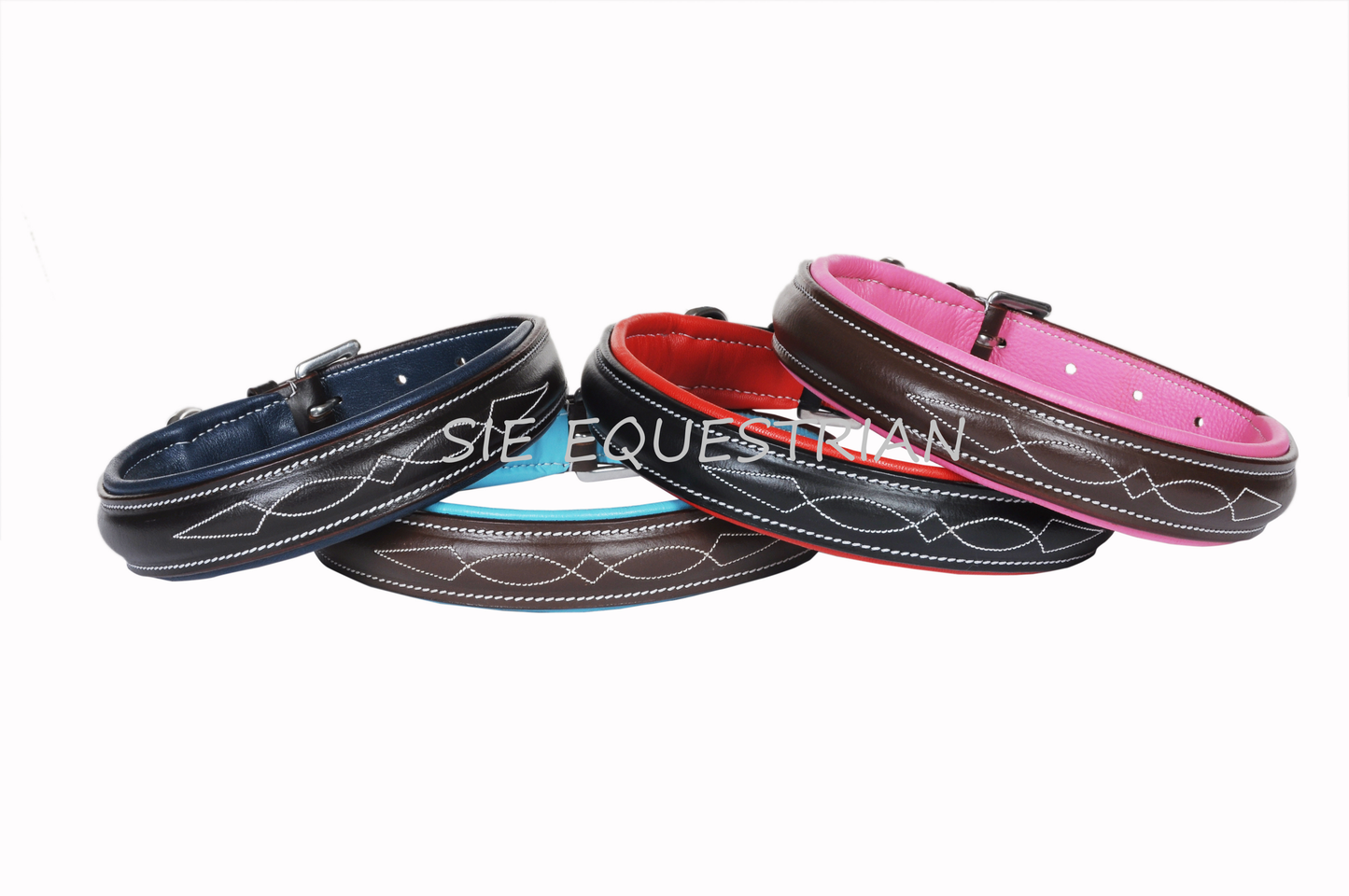 Fancy Stitched Dog Collars with Colored Padding