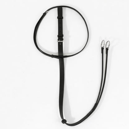 SIE Genuine Leather Running Martingale with Stainless Steel Rings – Adjustable Horse Training Martingale