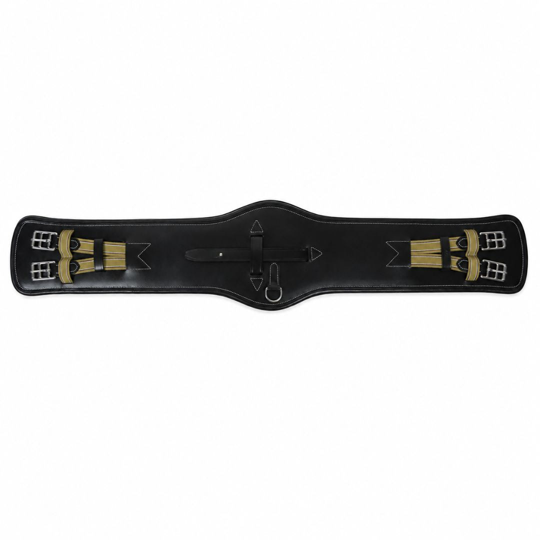 SIE Pro Anatomic Leather Dressage Horse Girth Cinch Soft Padded Comfort With Elastic Ends