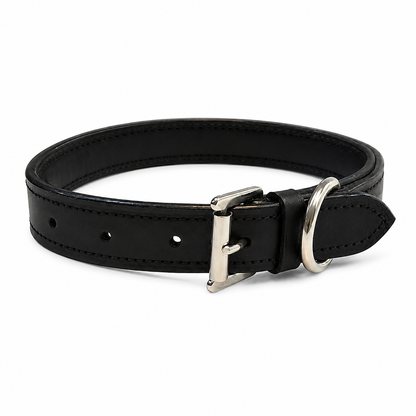 SIE Genuine Leather Empty Channel Dog Collar – Padded Leather Collar with Stainless Steel Hardware for Dogs