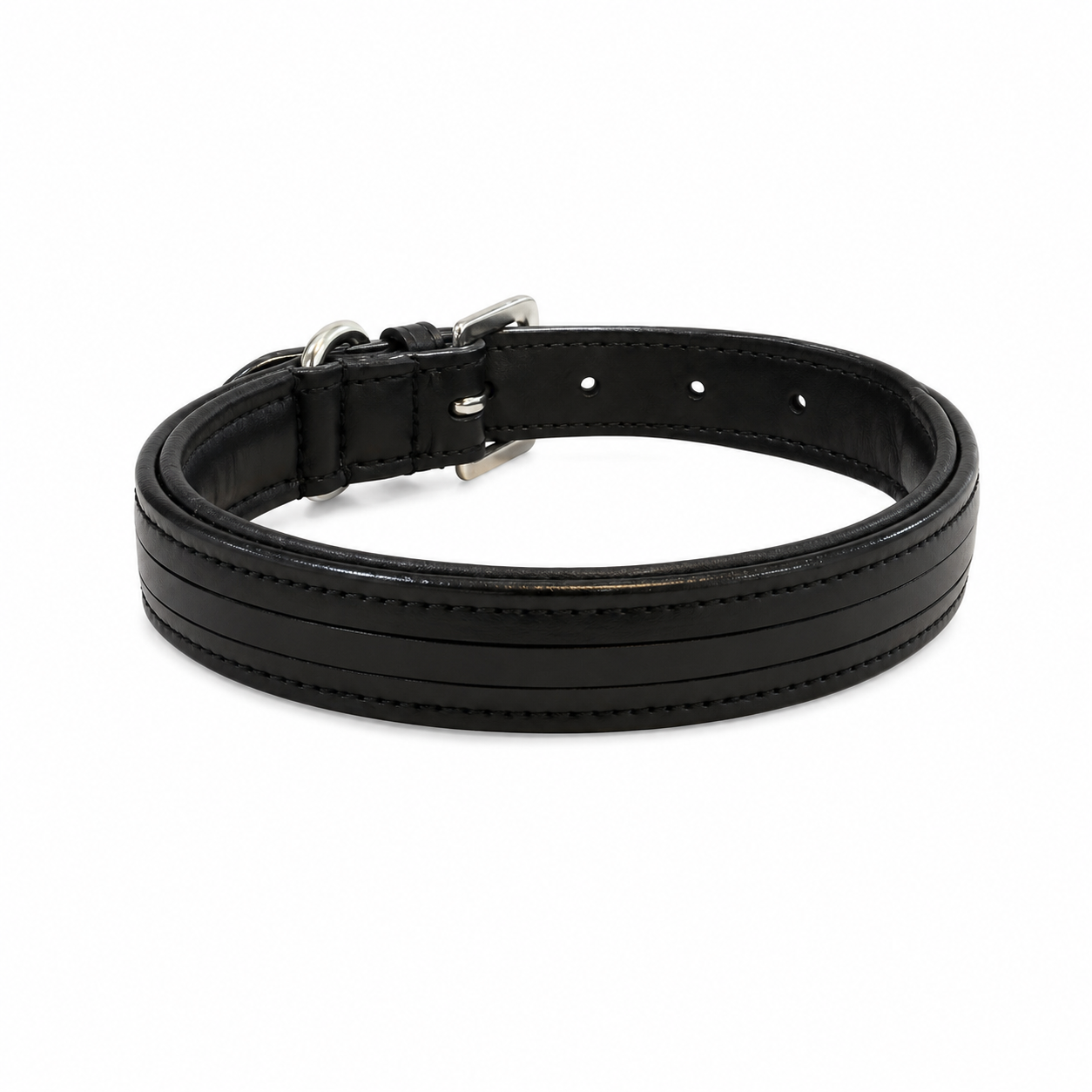 SIE Genuine Leather Empty Channel Dog Collar – Padded Leather Collar with Stainless Steel Hardware for Dogs