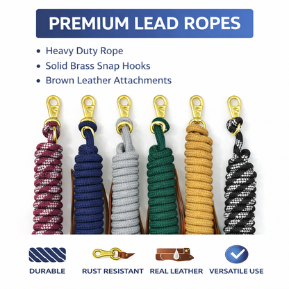 SIE Equestrian Braided Nylon Lead Rope with Bull Snap (Set of 2)