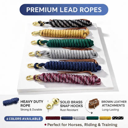 SIE Equestrian Braided Nylon Lead Rope with Bull Snap (Set of 2)