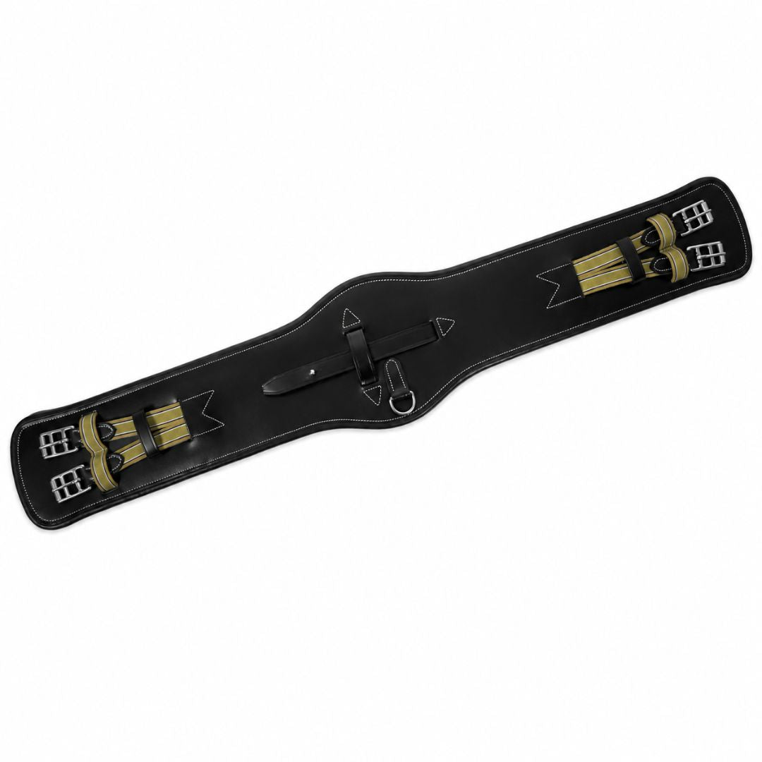 SIE Pro Anatomic Leather Dressage Horse Girth Cinch Soft Padded Comfort With Elastic Ends