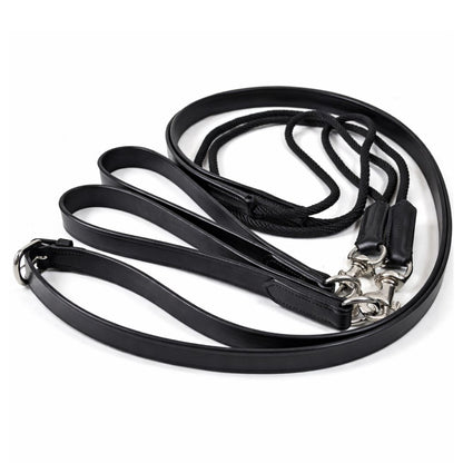 SIE Premium Genuine Leather Draw Reins – Double Handle with Metal Clips