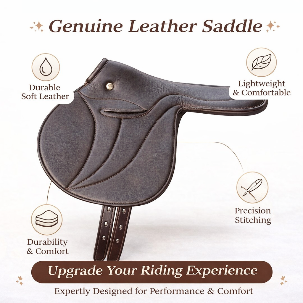SIE Genuine Leather Exercise Racing Saddle Half Tree Horse Saddle
