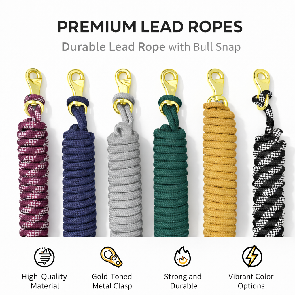 SIE Equestrian Braided Nylon Lead Rope with Bull Snap (Set of 2)
