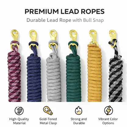 SIE Equestrian Braided Nylon Lead Rope with Bull Snap (Set of 2)