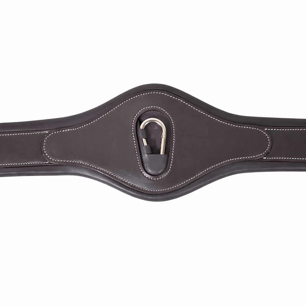 SIE Fancy Anatomic Snap Overlay Leather Horse Girth Cinch Handcrafted Padded Comfort With Center Snap & Elastic Ends