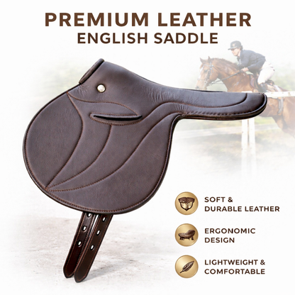 SIE Genuine Leather Exercise Racing Saddle Half Tree Horse Saddle
