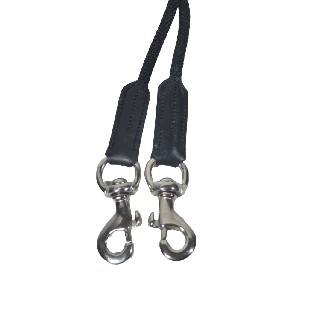 SIE Premium Genuine Leather Draw Reins – Double Handle with Metal Clips