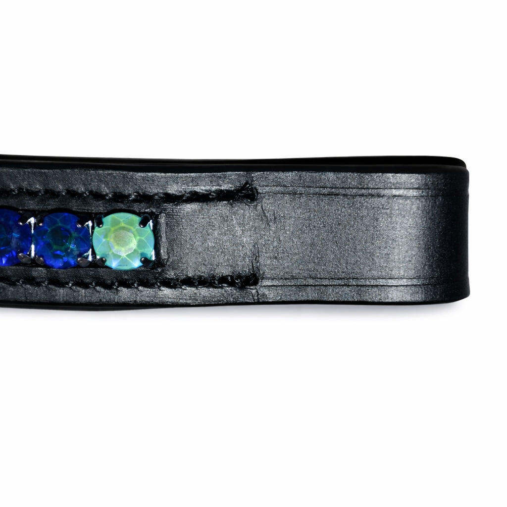SIE Genuine Leather Horse Rainbow Crystal Browband with Multi-Color Rhinestones
