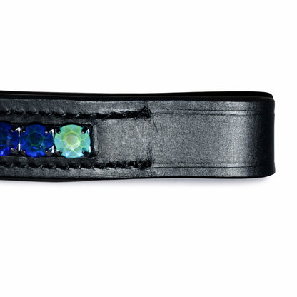 SIE Genuine Leather Horse Rainbow Crystal Browband with Multi-Color Rhinestones