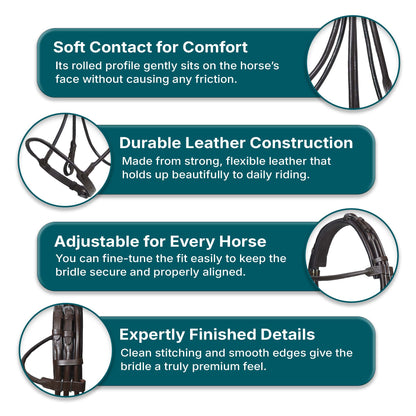 Rolled Leather Horse Bridles / Bridle