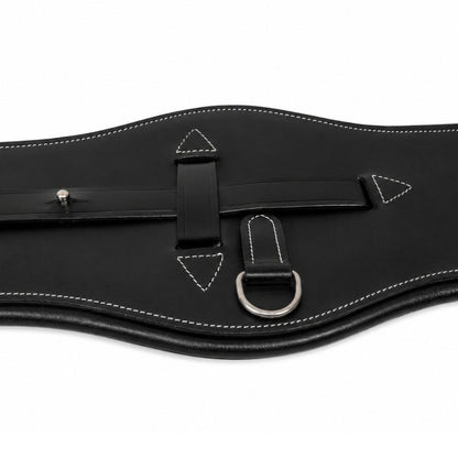 SIE Pro Anatomic Leather Dressage Horse Girth Cinch Soft Padded Comfort With Elastic Ends