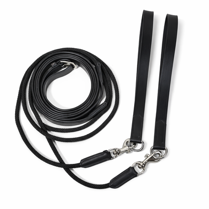 SIE Premium Genuine Leather Draw Reins – Double Handle with Metal Clips