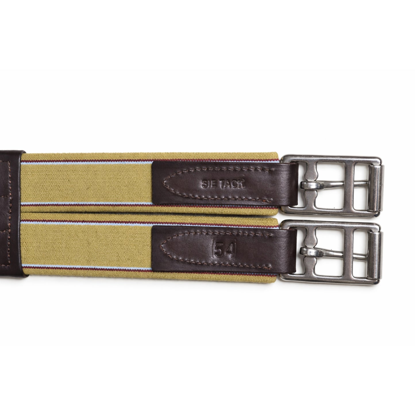 SIE Fancy Anatomic Snap Overlay Leather Horse Girth Cinch Handcrafted Padded Comfort With Center Snap & Elastic Ends