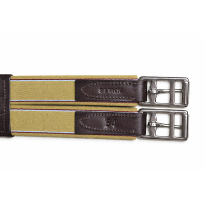SIE Fancy Anatomic Snap Overlay Leather Horse Girth Cinch Handcrafted Padded Comfort With Center Snap & Elastic Ends