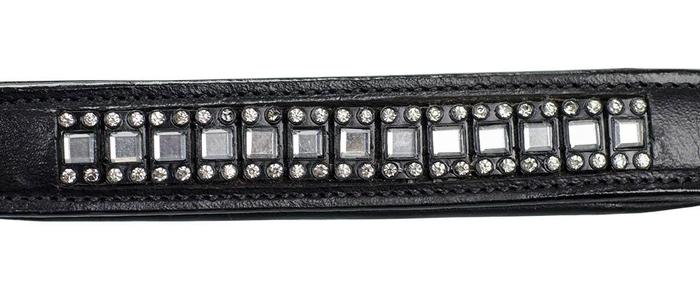 SIE Leather Bling Horse Halter  Crystal Studded Padded Headcollar for Pony,Cob Full Oversize | Black Brown Chestnut & Havana