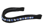Single Row Blue Crystal Leather Horse Browband