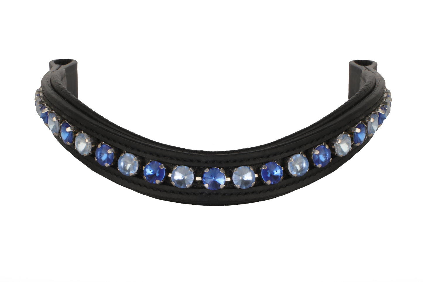 Single Row Blue Crystal Leather Horse Browband