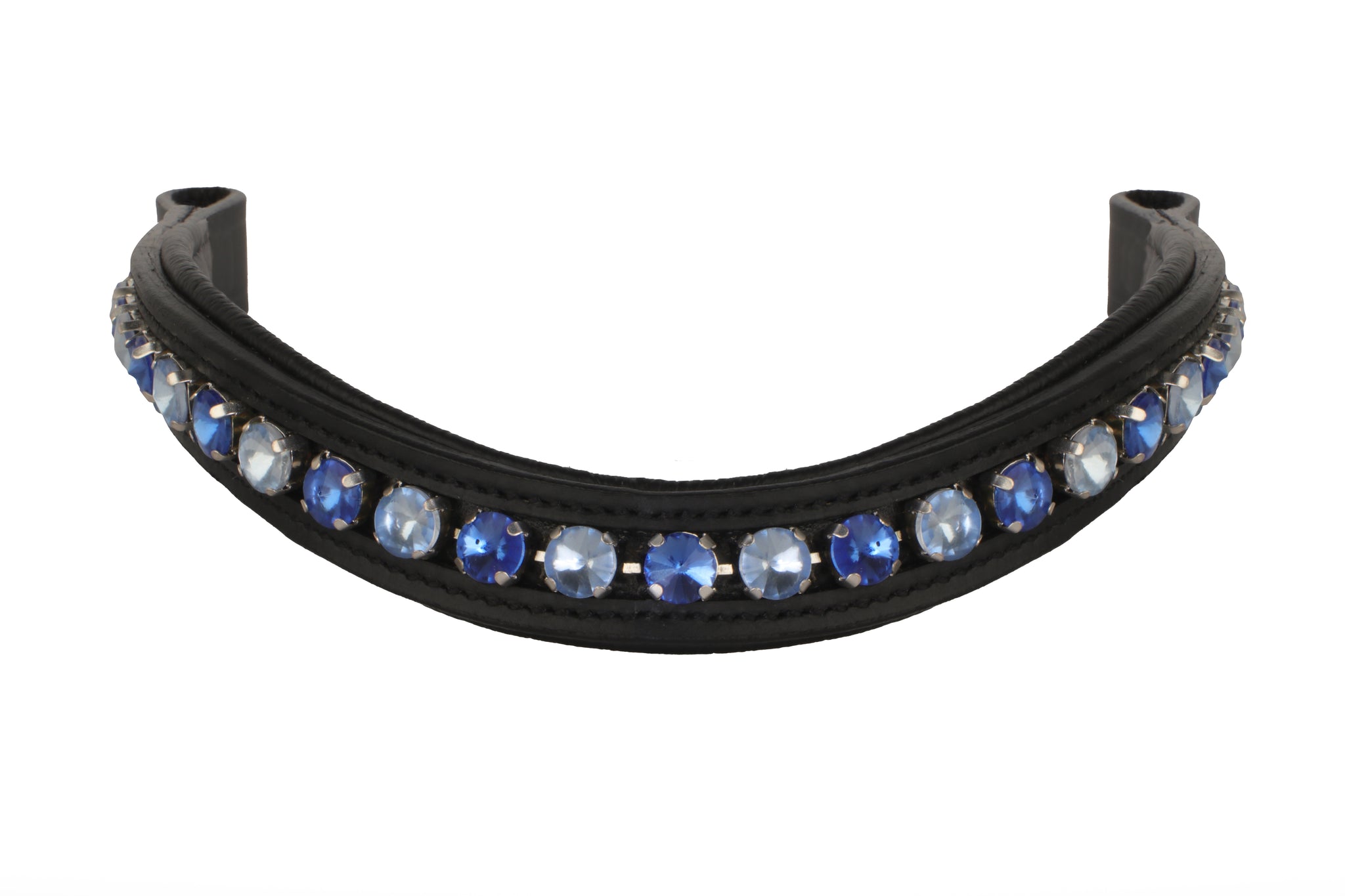 Single Row Blue Crystal Leather Horse Browband