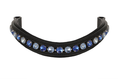 Single Row Blue Crystal Leather Horse Browband