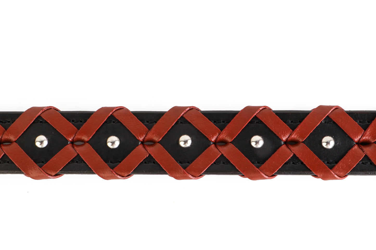 Leather Dog Collar – Black with Tan Braiding