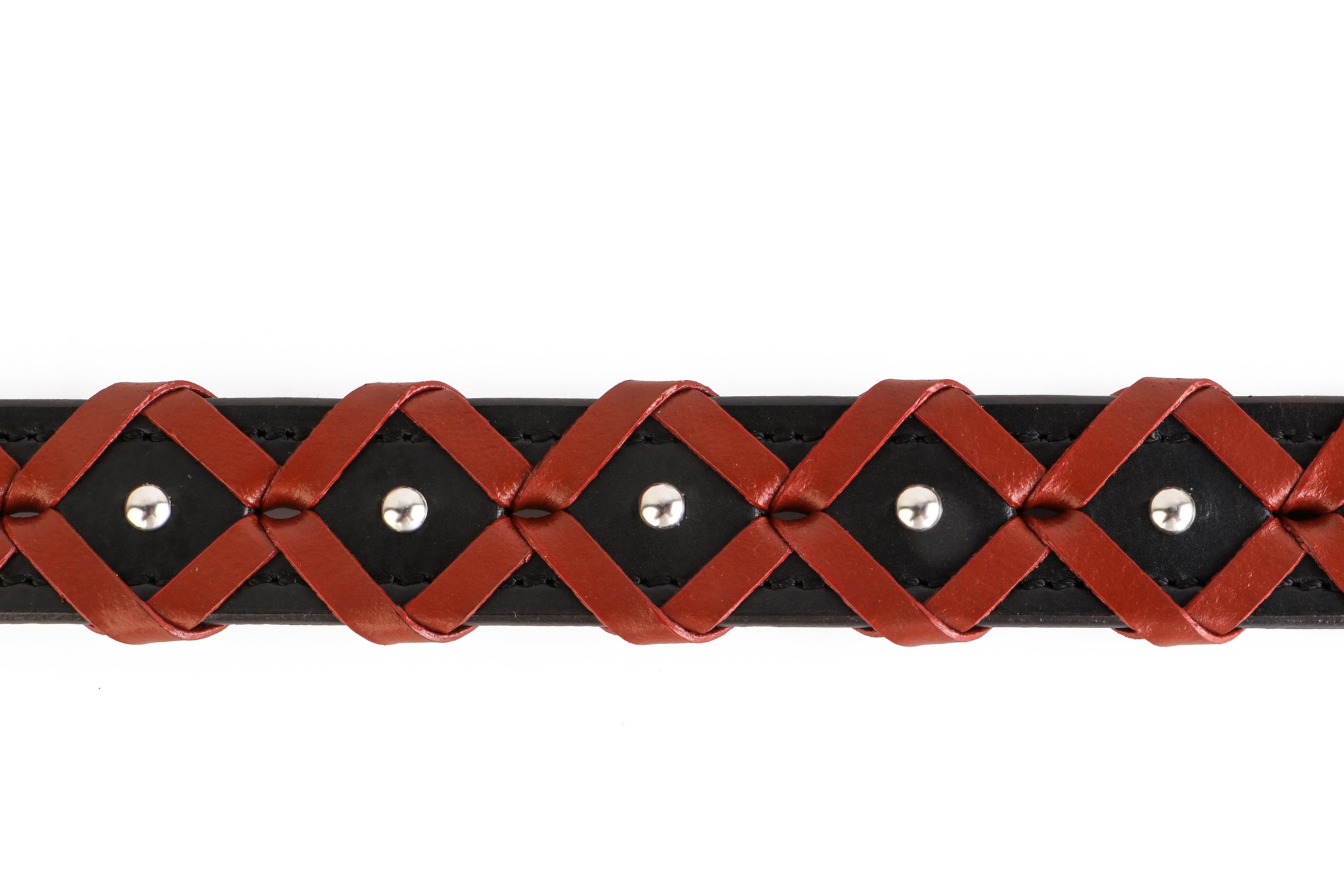 Leather Dog Collar – Black with Tan Braiding