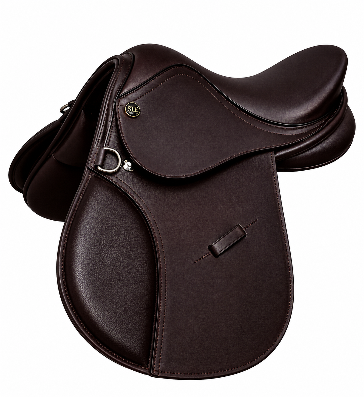 SIE English Jumping Leather Horse & Pony Saddle for Kids (10”–15”)Fiber Flex Tree Wool Flocked Panels