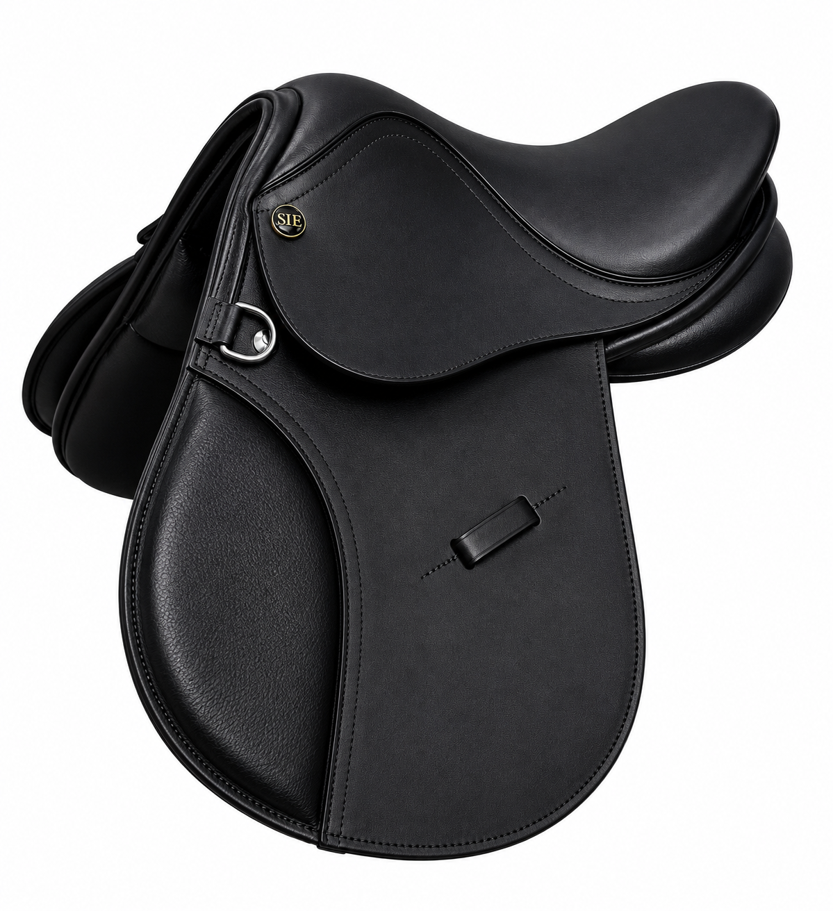 SIE English Jumping Leather Horse & Pony Saddle for Kids (10”–15”)Fiber Flex Tree Wool Flocked Panels