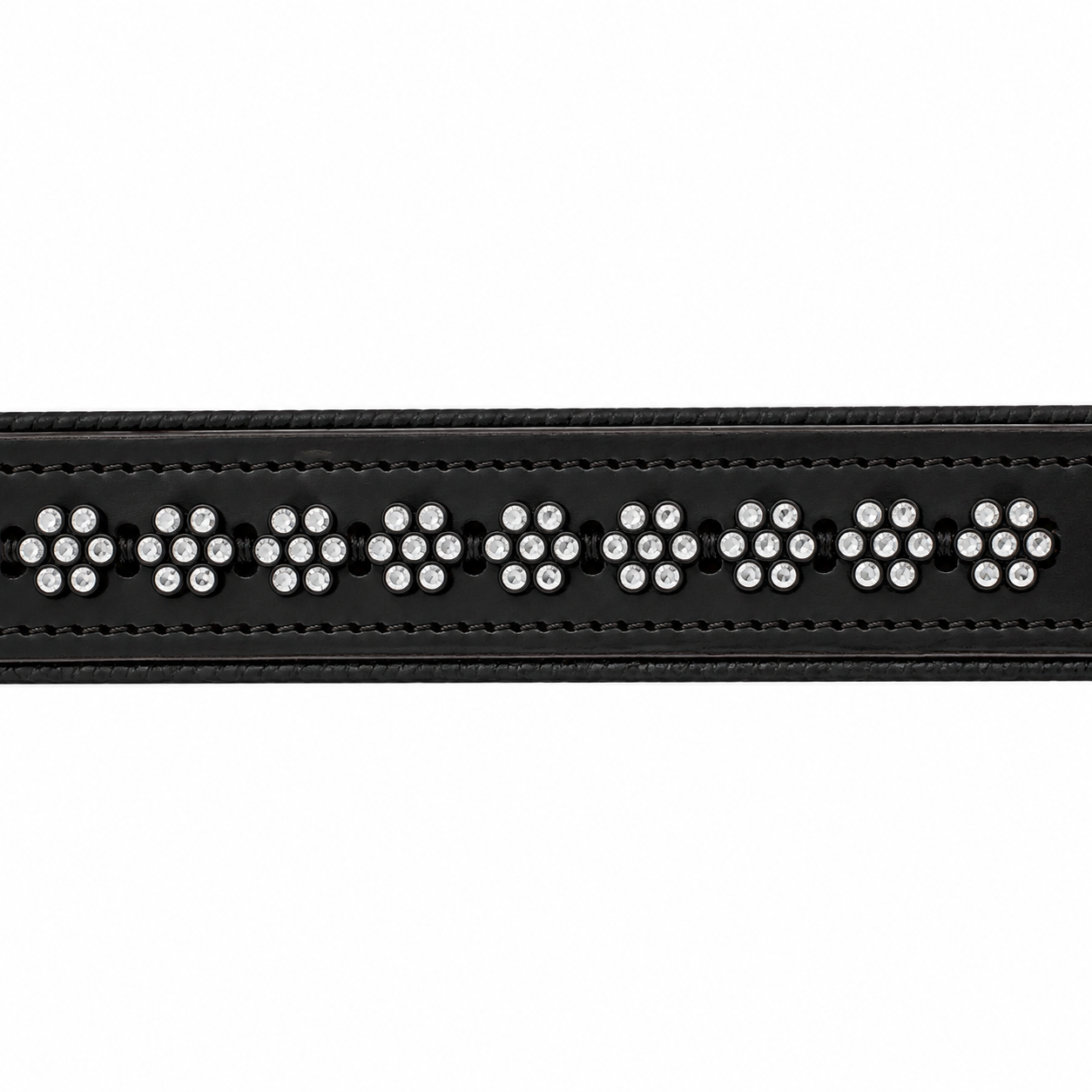 Large Swarovski Rhinestone Leather Dog Collar