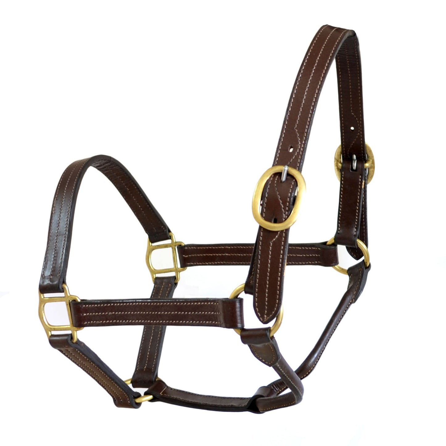 SIE Genuine Leather Horse Halter Triple Stitched with Solid Brass Hardware