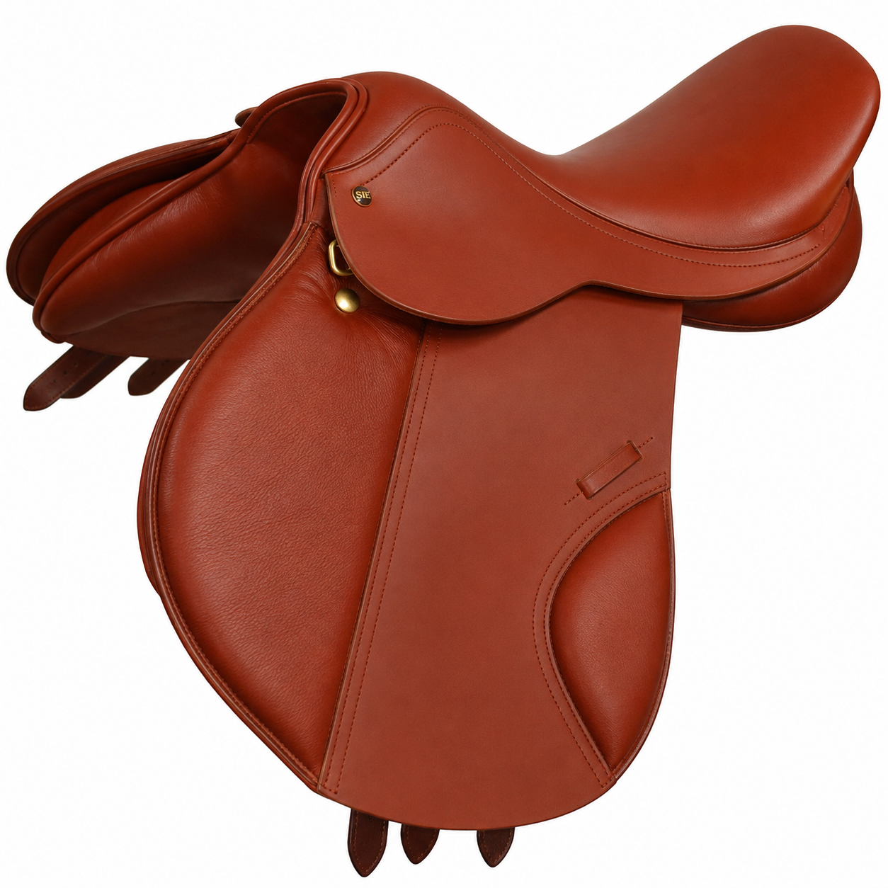 English Eventing Leather Saddle – Wool Flocked Panels | Spring Steel Fiber Flex Tree | Padded Knee Blocks