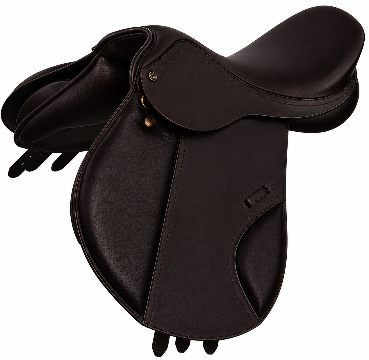 English Eventing Leather Saddle – Wool Flocked Panels | Spring Steel Fiber Flex Tree | Padded Knee Blocks