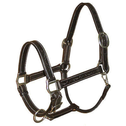 USA Leather Carved Adjustable Halters Brass Silver Polish