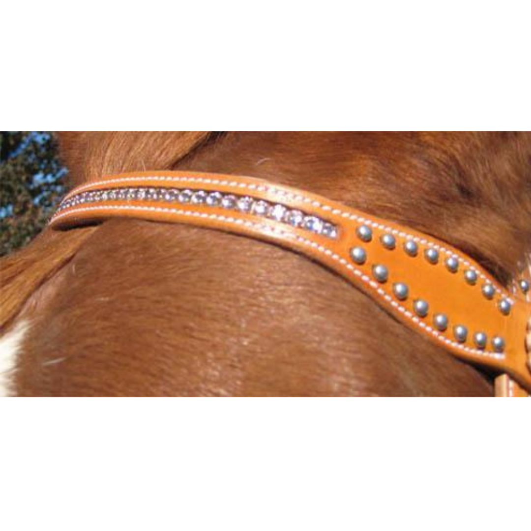 SIE Pink Swarovski Crystal Inlaid Genuine Leather Headstall & Breast Collar Set Western Horse Tack