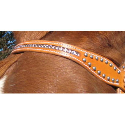 SIE Pink Swarovski Crystal Inlaid Genuine Leather Headstall & Breast Collar Set Western Horse Tack