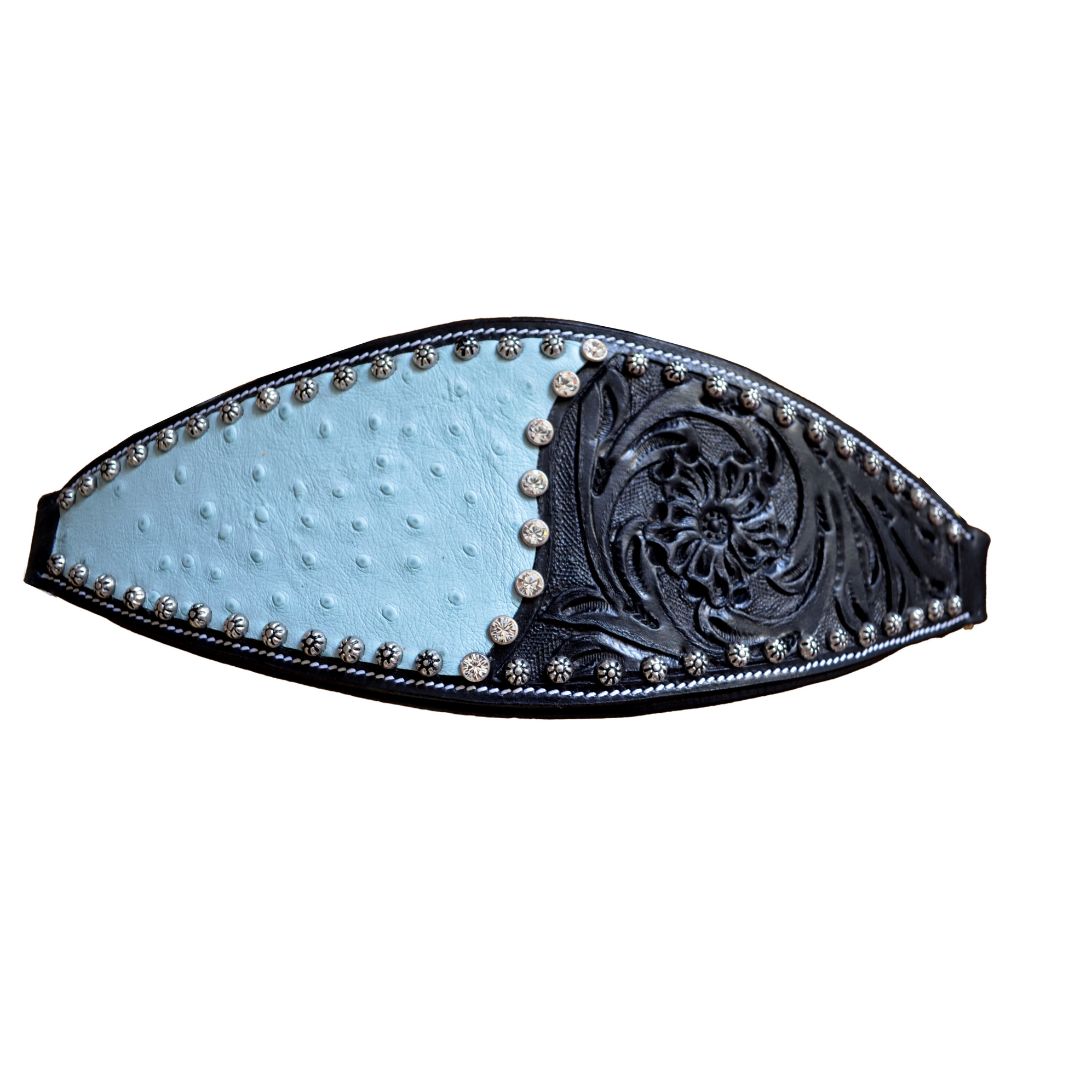 SIE Genuine Handcrafted Leather Horse Halter with Ostrich Leather Padded Noseband