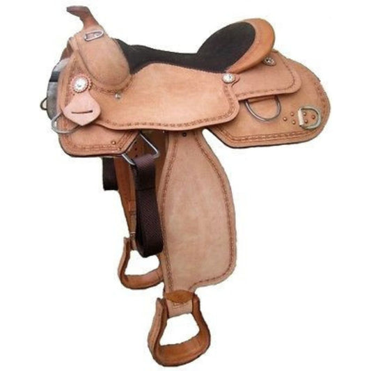 Natural USA Leather Roughout western tahoe saddle 16'' Closeout