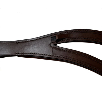 SIE Double V Padded Genuine Leather Horse Browband with 8 mm Channel English Bridle Accessory