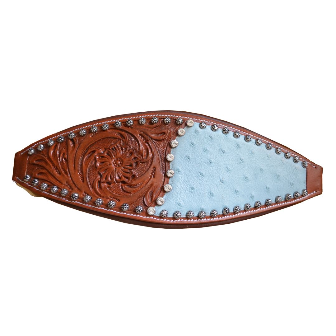 SIE Genuine Handcrafted Leather Horse Halter with Ostrich Leather Padded Noseband